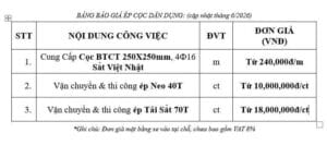 báo giá ép cọc bê tông nhà phố 2026